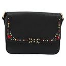 Miu Miu Shoulder Bag Leather Black Gold Auth 179629A-2