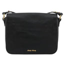 Miu Miu Shoulder Bag Leather Black Gold Auth 179629A-3