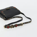 Miu Miu Shoulder Bag Leather Black Gold Auth 179629A-7