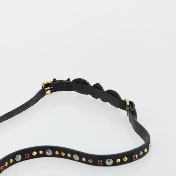 Miu Miu Shoulder Bag Leather Black Gold Auth 179629A