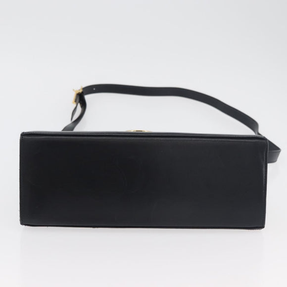 Salvatore Ferragamo Gancini Hand Bag Leather 2way Navy Gold Auth 179637
