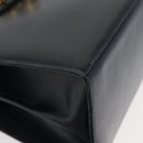 Salvatore Ferragamo Gancini Hand Bag Leather 2way Navy Gold Auth 179637-13