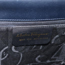 Salvatore Ferragamo Gancini Hand Bag Leather 2way Navy Gold Auth 179637-20