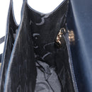 Salvatore Ferragamo Gancini Hand Bag Leather 2way Navy Gold Auth 179637-23