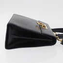 Salvatore Ferragamo Gancini Hand Bag Leather 2way Navy Gold Auth 179637-4