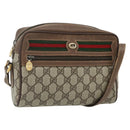 GUCCI GG Supreme Web Sherry Line Bag PVC Beige Gold 119 02 087 Auth 179638-1