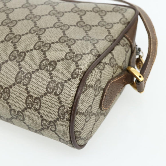 GUCCI GG Supreme Web Sherry Line Bag PVC Beige Gold 119 02 087 Auth 179638