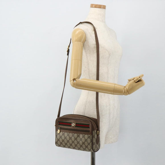 GUCCI GG Supreme Web Sherry Line Bag PVC Beige Gold 119 02 087 Auth 179638