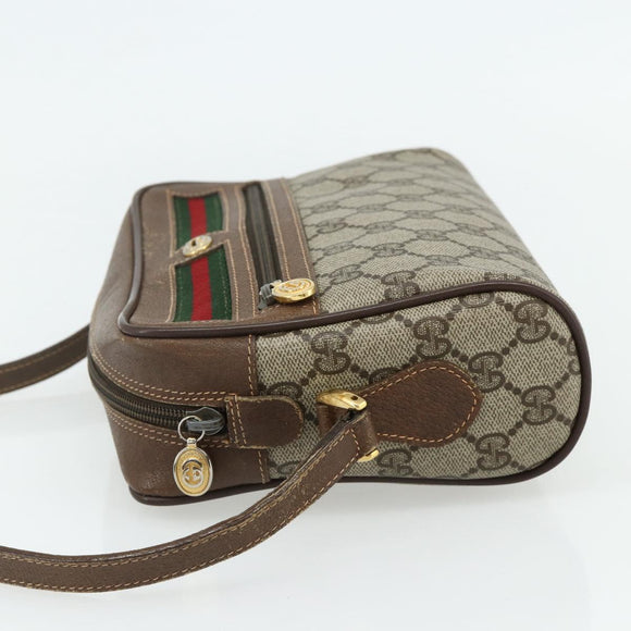 GUCCI GG Supreme Web Sherry Line Bag PVC Beige Gold 119 02 087 Auth 179638