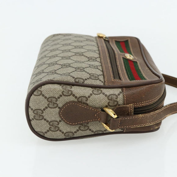 GUCCI GG Supreme Web Sherry Line Bag PVC Beige Gold 119 02 087 Auth 179638