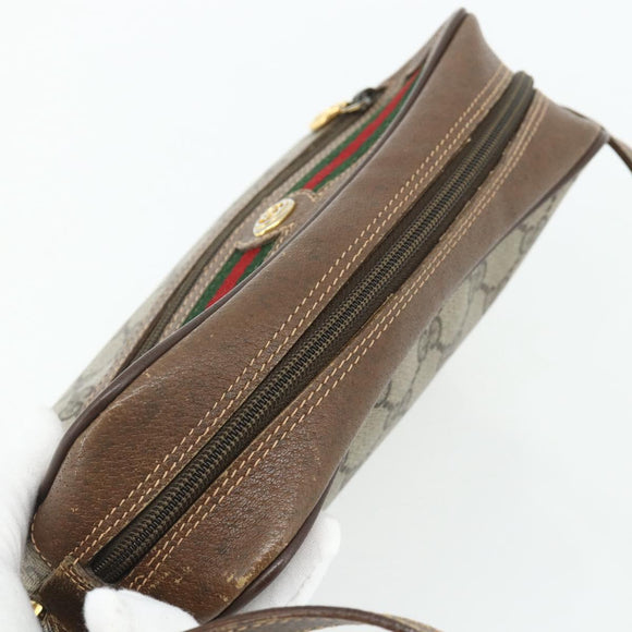 GUCCI GG Supreme Web Sherry Line Bag PVC Beige Gold 119 02 087 Auth 179638