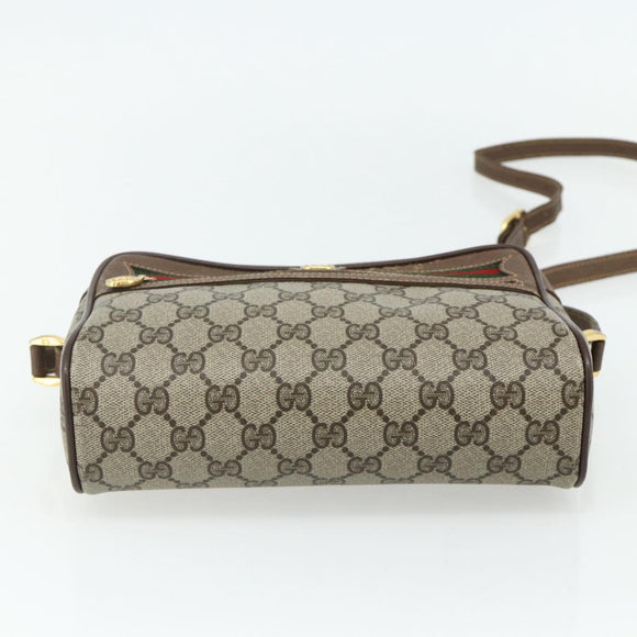 GUCCI GG Supreme Web Sherry Line Bag PVC Beige Gold 119 02 087 Auth 179638