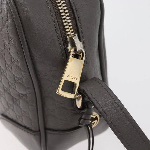 GUCCI Micro GG Canvas Guccissima Bag Leather Outlet Gray Gold 449413 Auth 179640