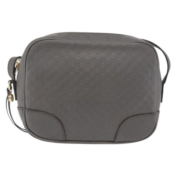 GUCCI Micro GG Canvas Guccissima Bag Leather Outlet Gray Gold 449413 Auth 179640