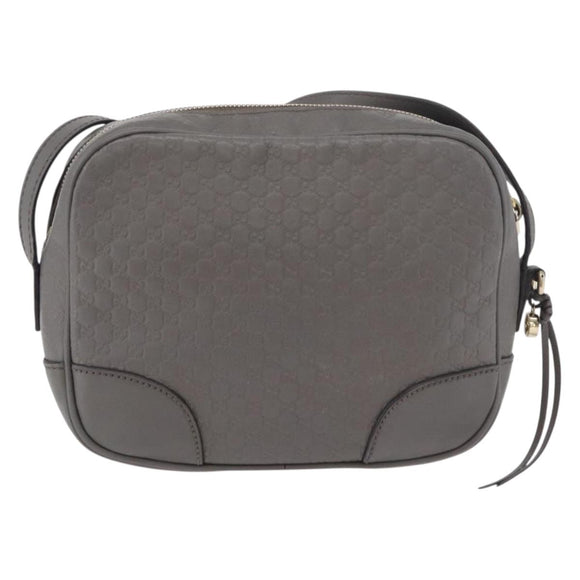 GUCCI Micro GG Canvas Guccissima Bag Leather Outlet Gray Gold 449413 Auth 179640