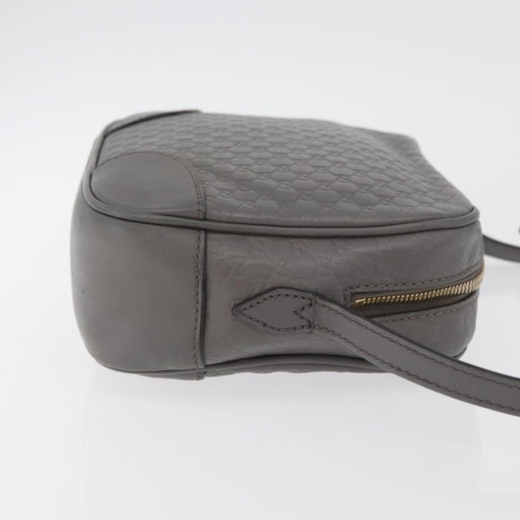 GUCCI Micro GG Canvas Guccissima Bag Leather Outlet Gray Gold 449413 Auth 179640