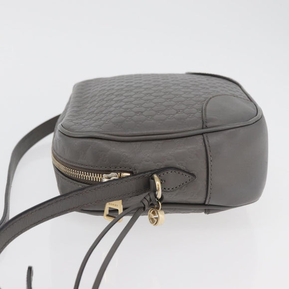GUCCI Micro GG Canvas Guccissima Bag Leather Outlet Gray Gold 449413 Auth 179640