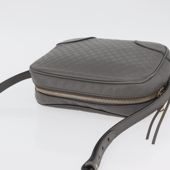 GUCCI Micro GG Canvas Guccissima Bag Leather Outlet Gray Gold 449413 Auth 179640