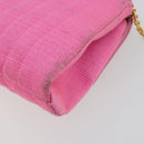 CHANEL Matelasse Chain Shoulder Bag Satin Gold Pink CC Auth 179642A-12