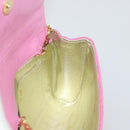 CHANEL Matelasse Chain Shoulder Bag Satin Gold Pink CC Auth 179642A-18