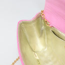 CHANEL Matelasse Chain Shoulder Bag Satin Gold Pink CC Auth 179642A-19