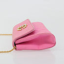 CHANEL Matelasse Chain Shoulder Bag Satin Gold Pink CC Auth 179642A-5