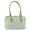 FENDI Zucchino Canvas Hand Bag Coated Canvas Green Gold Auth 179644-1