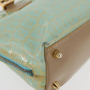 FENDI Zucchino Canvas Hand Bag Coated Canvas Green Gold Auth 179644-11