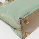 FENDI Zucchino Canvas Hand Bag Coated Canvas Green Gold Auth 179644-13