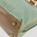 FENDI Zucchino Canvas Hand Bag Coated Canvas Green Gold Auth 179644-14