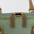 FENDI Zucchino Canvas Hand Bag Coated Canvas Green Gold Auth 179644-15