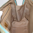 FENDI Zucchino Canvas Hand Bag Coated Canvas Green Gold Auth 179644-18