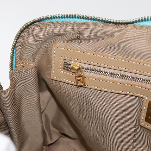 FENDI Zucchino Canvas Hand Bag Coated Canvas Green Gold Auth 179644