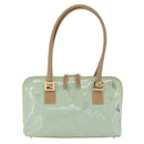 FENDI Zucchino Canvas Hand Bag Coated Canvas Green Gold Auth 179644-3