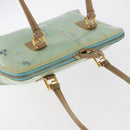 FENDI Zucchino Canvas Hand Bag Coated Canvas Green Gold Auth 179644-7