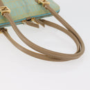 FENDI Zucchino Canvas Hand Bag Coated Canvas Green Gold Auth 179644-8