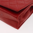 CHANEL Matelasse Chain Shoulder Bag Lamb Skin Red Gold CC Auth 179645A-12