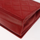 CHANEL Matelasse Chain Shoulder Bag Lamb Skin Red Gold CC Auth 179645A-14