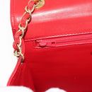 CHANEL Matelasse Chain Shoulder Bag Lamb Skin Red Gold CC Auth 179645A-20