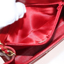 CHANEL Matelasse Chain Shoulder Bag Lamb Skin Red Gold CC Auth 179645A-21