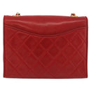 CHANEL Matelasse Chain Shoulder Bag Lamb Skin Red Gold CC Auth 179645A-4