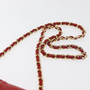CHANEL Matelasse Chain Shoulder Bag Lamb Skin Red Gold CC Auth 179645A-9