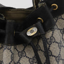 GUCCI GG Supreme Sherry Line Bag PVC Navy Gold Red 41 02 034 Auth 179646-10