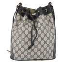 GUCCI GG Supreme Sherry Line Bag PVC Navy Gold Red 41 02 034 Auth 179646-13