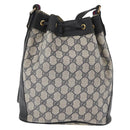 GUCCI GG Supreme Sherry Line Bag PVC Navy Gold Red 41 02 034 Auth 179646-2