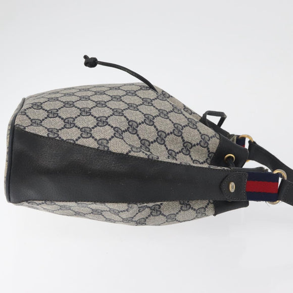 GUCCI GG Supreme Sherry Line Bag PVC Navy Gold Red 41 02 034 Auth 179646