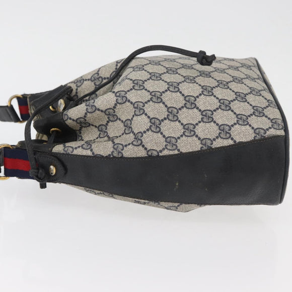 GUCCI GG Supreme Sherry Line Bag PVC Navy Gold Red 41 02 034 Auth 179646