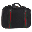 GUCCI GG Canvas Web Sherry Line Suitcase Black Gold Auth 179648-1