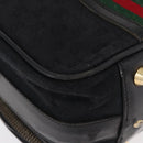 GUCCI GG Canvas Web Sherry Line Suitcase Black Gold Auth 179648-9