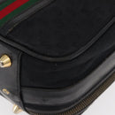 GUCCI GG Canvas Web Sherry Line Suitcase Black Gold Auth 179648-14